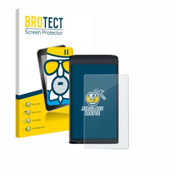 Vorderseite einer Produktverpackung mit dem Markenlogo BROTECT. Daneben ist das Gerät Vasco Translator Q1 mit dem zugehörigen 