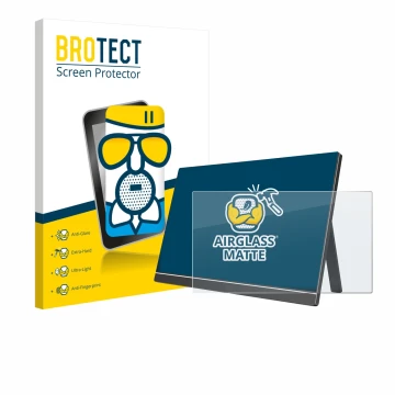 Vorderseite einer Produktverpackung mit dem Markenlogo BROTECT. Daneben ist das Gerät Arzopa 60HZ/A1 15.6