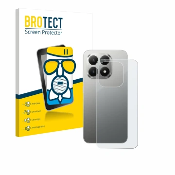 Vorderseite einer Produktverpackung mit dem Markenlogo BROTECT. Daneben ist das Gerät Xiaomi 15T (Rückseite) mit dem zugehörig