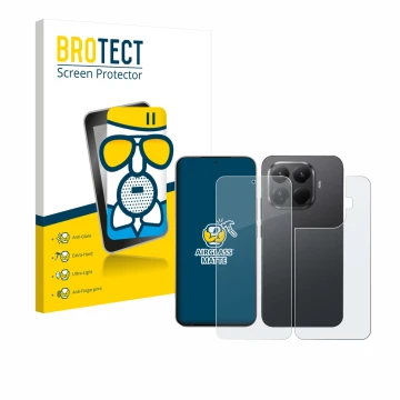 Vorderseite einer Produktverpackung mit dem Markenlogo BROTECT. Daneben ist das Gerät Xiaomi 15T Pro (Display+Rückseite) mit d