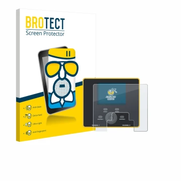 Vorderseite einer Produktverpackung mit dem Markenlogo BROTECT. Daneben ist das Gerät Junsi iCharger DX12 mit dem zugehörigen 