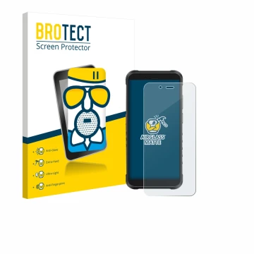 Vorderseite einer Produktverpackung mit dem Markenlogo BROTECT. Daneben ist das Gerät Ulefone RugKing mit dem zugehörigen Disp