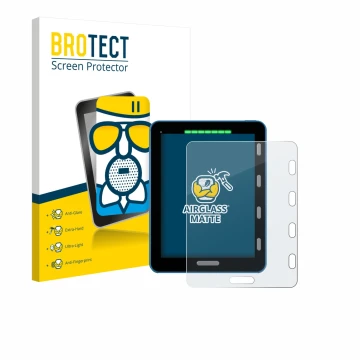 Vorderseite einer Produktverpackung mit dem Markenlogo BROTECT. Daneben ist das Gerät Vakaros Atlas 2 / Edge mit dem zugehörig