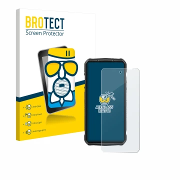 Vorderseite einer Produktverpackung mit dem Markenlogo BROTECT. Daneben ist das Gerät Ulefone 29 pro mit dem zugehörigen Displ