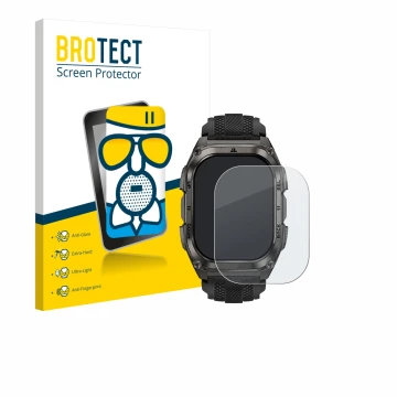 Vorderseite einer Produktverpackung mit dem Markenlogo BROTECT. Daneben ist das Gerät Kospet Tank M4 mit dem zugehörigen Displ