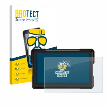 Vorderseite einer Produktverpackung mit dem Markenlogo BROTECT. Daneben ist das Gerät Airpuxem Motorrad Carplay 7