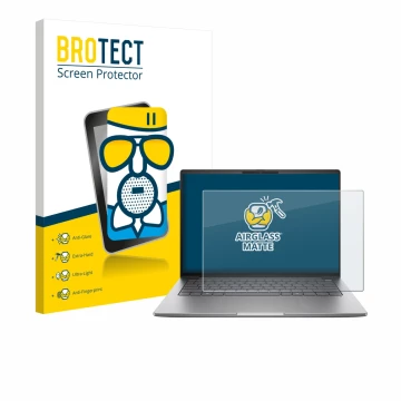 Vorderseite einer Produktverpackung mit dem Markenlogo BROTECT. Daneben ist das Gerät HP ZBook 8 G1a 14