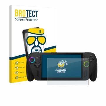 Vorderseite einer Produktverpackung mit dem Markenlogo BROTECT. Daneben ist das Gerät ASUS ROG Xbox Ally X mit dem zugehörigen