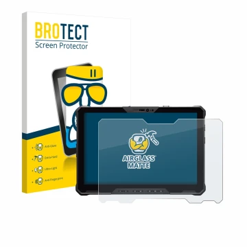 Vorderseite einer Produktverpackung mit dem Markenlogo BROTECT. Daneben ist das Gerät Dell Pro Rugged 12 RA02260 mit dem zugeh