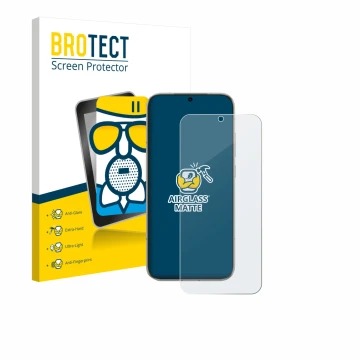 Vorderseite einer Produktverpackung mit dem Markenlogo BROTECT. Daneben ist das Gerät Honor Magic 8 mit dem zugehörigen Displa