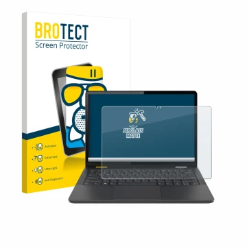 Vorderseite einer Produktverpackung mit dem Markenlogo BROTECT. Daneben ist das Gerät Lenovo 13w Yoga Gen 2 mit dem zugehörige