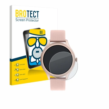 Vorderseite einer Produktverpackung mit dem Markenlogo BROTECT. Daneben ist das Gerät Reflex Active Spectra 300 R AMOLED 1.43