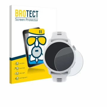 Vorderseite einer Produktverpackung mit dem Markenlogo BROTECT. Daneben ist das Gerät Coros Pace 4 mit dem zugehörigen Display