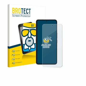 Vorderseite einer Produktverpackung mit dem Markenlogo BROTECT. Daneben ist das Gerät Nubia Neo 3 GT 5G mit dem zugehörigen Di