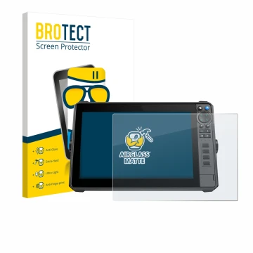 Vorderseite einer Produktverpackung mit dem Markenlogo BROTECT. Daneben ist das Gerät Lowrance HDS-12 Pro mit dem zugehörigen 