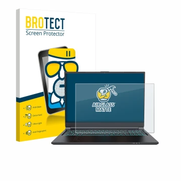 Vorderseite einer Produktverpackung mit dem Markenlogo BROTECT. Daneben ist das Gerät Gigabyte G6 2023 mit dem zugehörigen Dis