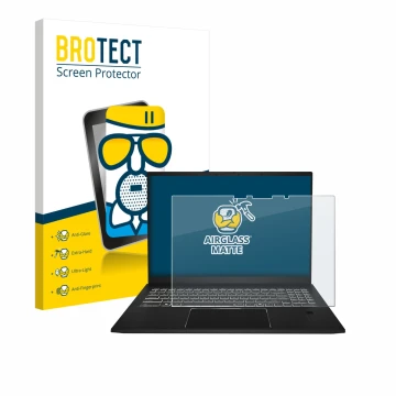 Vorderseite einer Produktverpackung mit dem Markenlogo BROTECT. Daneben ist das Gerät MSI Summit A16 AI+ mit dem zugehörigen D