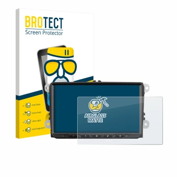 Vorderseite einer Produktverpackung mit dem Markenlogo BROTECT. Daneben ist das Gerät Zenec Z-E2065 mit dem zugehörigen Displa
