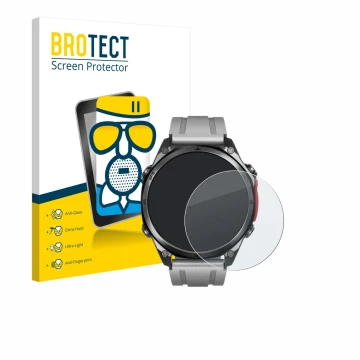 Vorderseite einer Produktverpackung mit dem Markenlogo BROTECT. Daneben ist das Gerät Doogee Anywise W1 Pro mit dem zugehörige