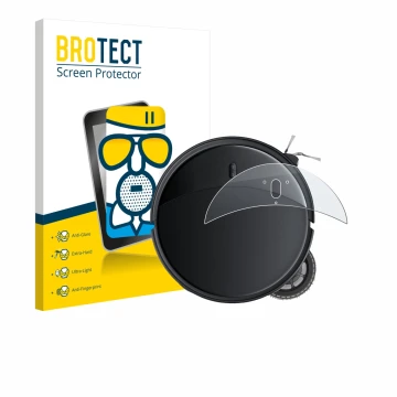 Vorderseite einer Produktverpackung mit dem Markenlogo BROTECT. Daneben ist das Gerät Roborock Saros 10R mit dem zugehörigen D