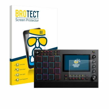 Vorderseite einer Produktverpackung mit dem Markenlogo BROTECT. Daneben ist das Gerät Akai MPC Live III mit dem zugehörigen Di