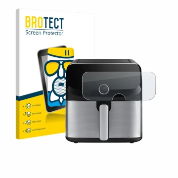 Vorderseite einer Produktverpackung mit dem Markenlogo BROTECT. Daneben ist das Gerät Tefal Easy Fry Mega mit dem zugehörigen 