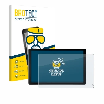 Vorderseite einer Produktverpackung mit dem Markenlogo BROTECT. Daneben ist das Gerät Laptok KB1001 10.1