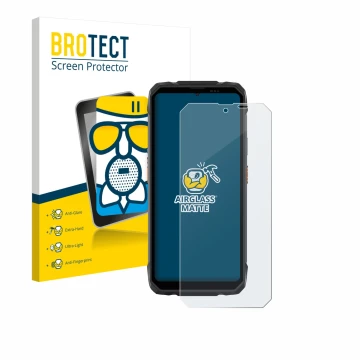 Vorderseite einer Produktverpackung mit dem Markenlogo BROTECT. Daneben ist das Gerät Blackview Rock 1 mit dem zugehörigen Dis