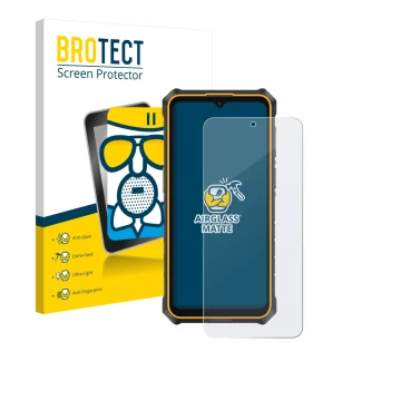 Vorderseite einer Produktverpackung mit dem Markenlogo BROTECT. Daneben ist das Gerät Ulefone RugKing 3 Pro mit dem zugehörige