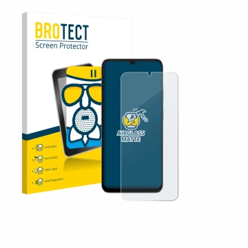 Vorderseite einer Produktverpackung mit dem Markenlogo BROTECT. Daneben ist das Gerät Doogee Note 56X Pro mit dem zugehörigen 