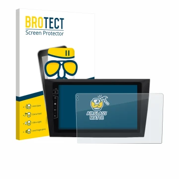 Vorderseite einer Produktverpackung mit dem Markenlogo BROTECT. Daneben ist das Gerät Dynavin D8-DF31 9