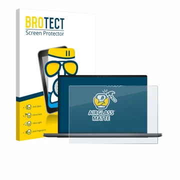 Vorderseite einer Produktverpackung mit dem Markenlogo BROTECT. Daneben ist das Gerät Dell XPS 14 DA14260 mit dem zugehörigen 