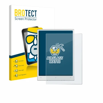 Vorderseite einer Produktverpackung mit dem Markenlogo BROTECT. Daneben ist das Gerät Viwoods AiPaper Mini mit dem zugehörigen