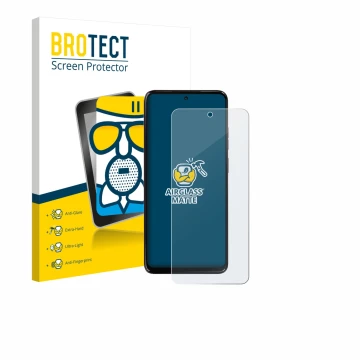 Vorderseite einer Produktverpackung mit dem Markenlogo BROTECT. Daneben ist das Gerät Motorola Moto G17 mit dem zugehörigen Di