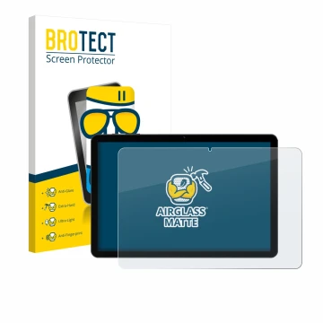 Vorderseite einer Produktverpackung mit dem Markenlogo BROTECT. Daneben ist das Gerät Doogee Tab G5 mit dem zugehörigen Displa