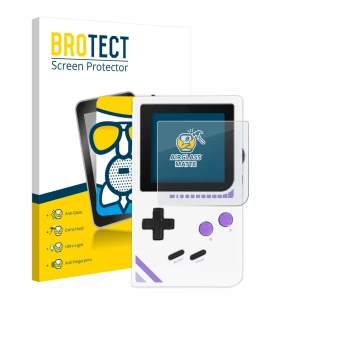 Vorderseite einer Produktverpackung mit dem Markenlogo BROTECT. Daneben ist das Gerät Modretro Chromatic mit dem zugehörigen D