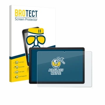 Vorderseite einer Produktverpackung mit dem Markenlogo BROTECT. Daneben ist das Gerät Sunmi CPad 8.7