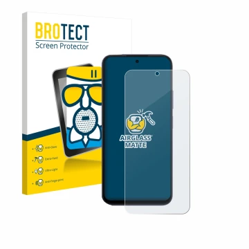 Vorderseite einer Produktverpackung mit dem Markenlogo BROTECT. Daneben ist das Gerät Oppo A6x 4G mit dem zugehörigen Displays