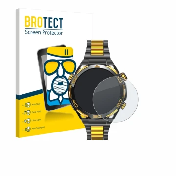 Vorderseite einer Produktverpackung mit dem Markenlogo BROTECT. Daneben ist das Gerät Blackview W90 Pro mit dem zugehörigen Di