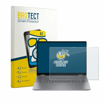 Vorderseite einer Produktverpackung mit dem Markenlogo BROTECT. Daneben ist das Gerät HP OmniBook X Flip 2-in-1 AI 16-cc0796ng