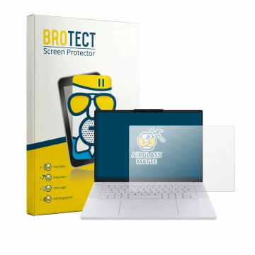 Vorderseite einer Produktverpackung mit dem Markenlogo BROTECT. Daneben ist das Gerät Lenovo Googlebook 15 mit dem zugehörigen