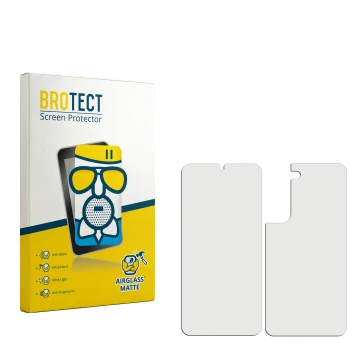 Vorderseite einer Produktverpackung mit dem Markenlogo BROTECT. Daneben ist der zugehörige Displayschutz.