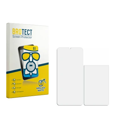 Vorderseite einer Produktverpackung mit dem Markenlogo BROTECT. Daneben ist der zugehörige Displayschutz.