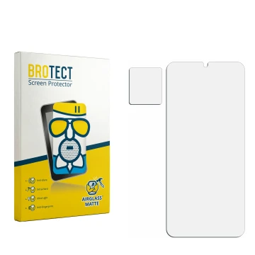 Vorderseite einer Produktverpackung mit dem Markenlogo BROTECT. Daneben ist der zugehörige Displayschutz.