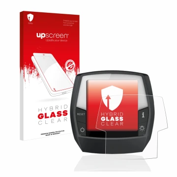 Vorderseite einer Produktverpackung mit dem Markenlogo upscreen. Daneben ist das Gerät Bosch Intuvia Performance Line mit dem 