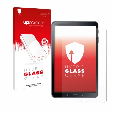 Vorderseite einer Produktverpackung mit dem Markenlogo upscreen. Daneben ist das Gerät Samsung Galaxy Tab A 10.1 2016 SM-T585 