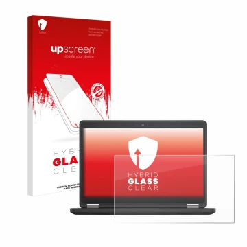 Vorderseite einer Produktverpackung mit dem Markenlogo upscreen. Daneben ist das Gerät Dell Latitude 14 E5450 Non-Touch mit de