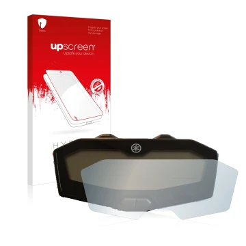 Vorderseite einer Produktverpackung mit dem Markenlogo upscreen. Daneben ist das Gerät Yamaha MT-07 2018-2020 mit dem zugehöri