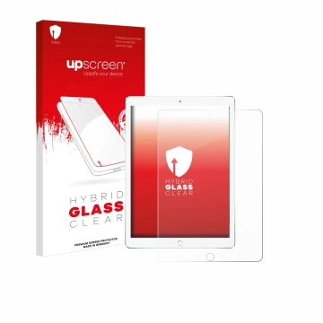 Vorderseite einer Produktverpackung mit dem Markenlogo upscreen. Daneben ist das Gerät Apple iPad Pro 10.5