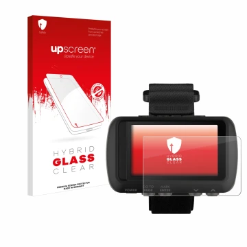Vorderseite einer Produktverpackung mit dem Markenlogo upscreen. Daneben ist das Gerät Garmin Foretrex 601 mit dem zugehörigen